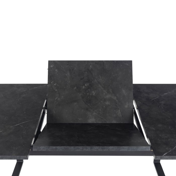 Amble Extending Dining Table – Black Marble Look (160–220cm) - Luxe Dining Company