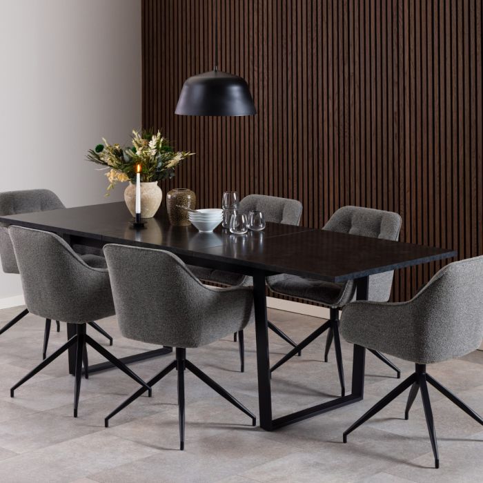 Amble Extending Dining Table – Black Marble Look (160–220cm) - Luxe Dining Company