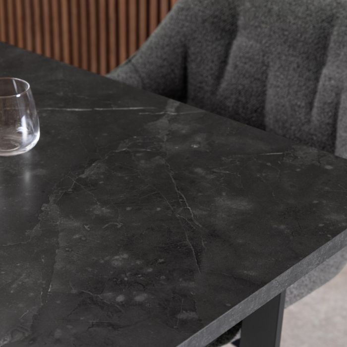 Amble Extending Dining Table – Black Marble Look (160–220cm) - Luxe Dining Company