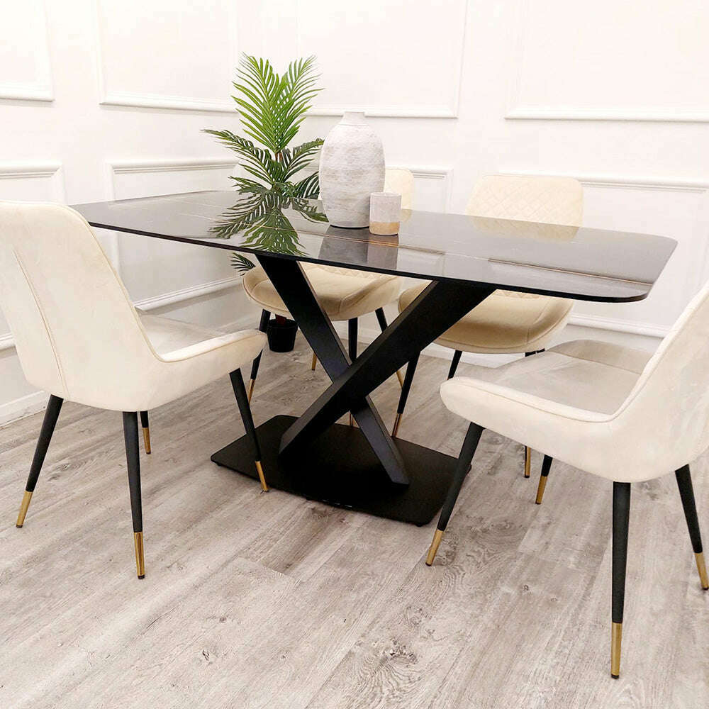 Luxe Dining Company:Apollo 1.6M Black Sintered Stone Dining Table