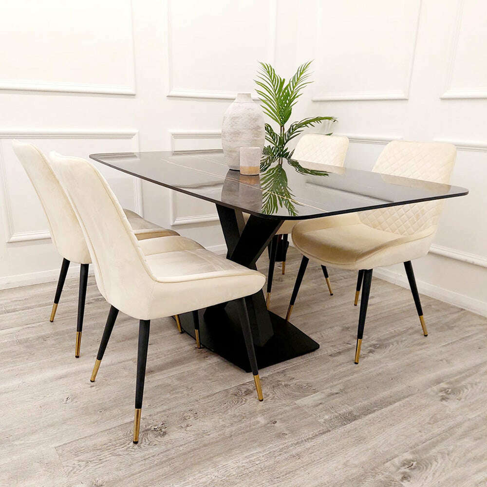 Luxe Dining Company:Apollo 1.6M Black Sintered Stone Dining Table