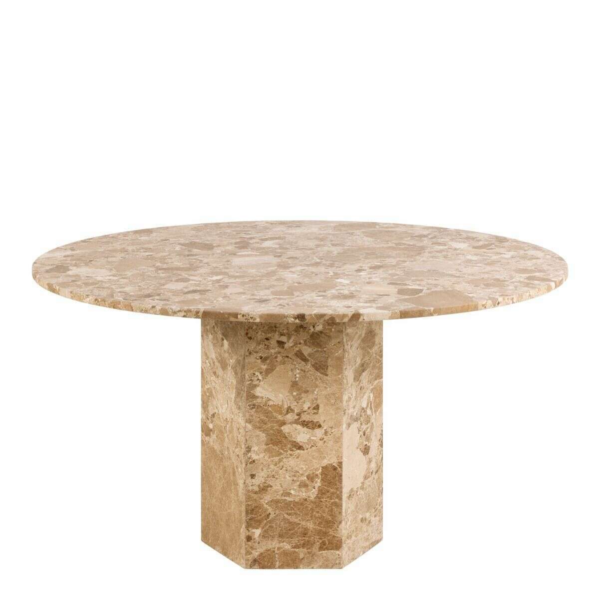 Luxe Dining Company:Naxos 1.3M Round Brown Marble Dining Table