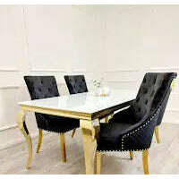 Luxe Dining Company:Louis Gold Stone Dining Table