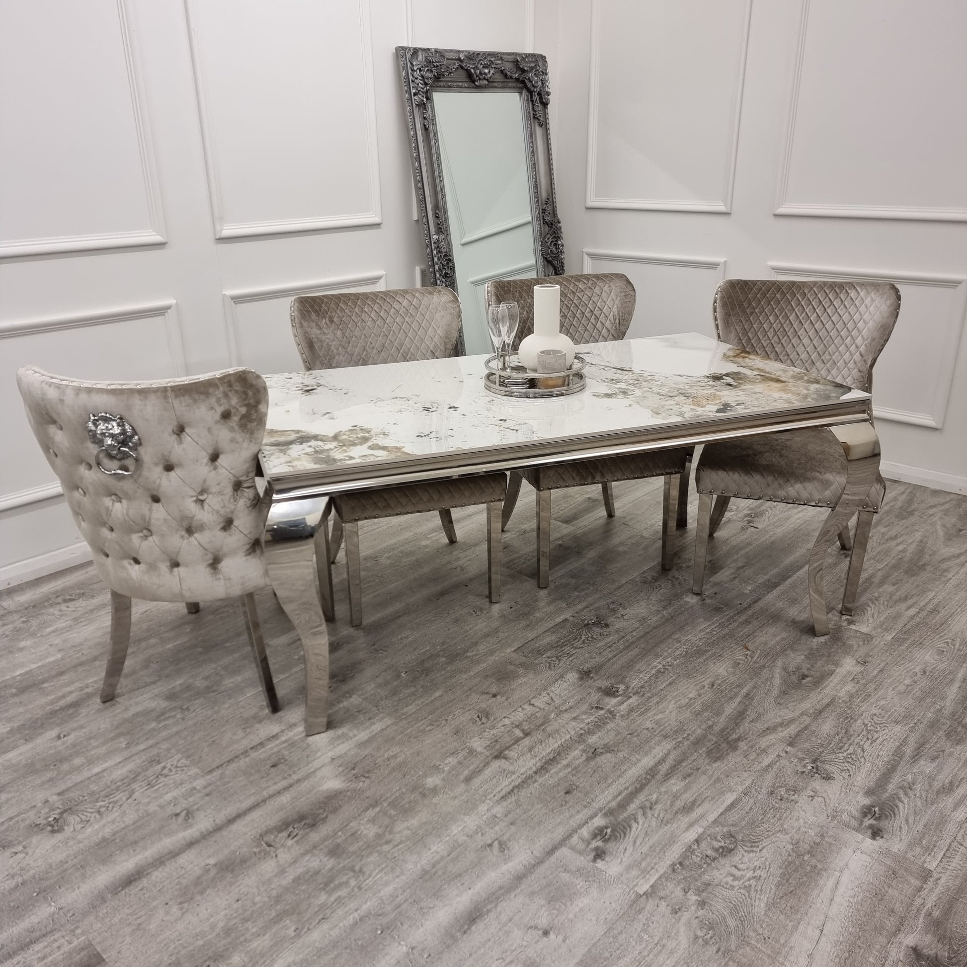 Louis Chrome Dining Set - Luxe Dining Company
