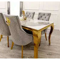 Luxe Dining Company:Louis Gold Stone Dining Table