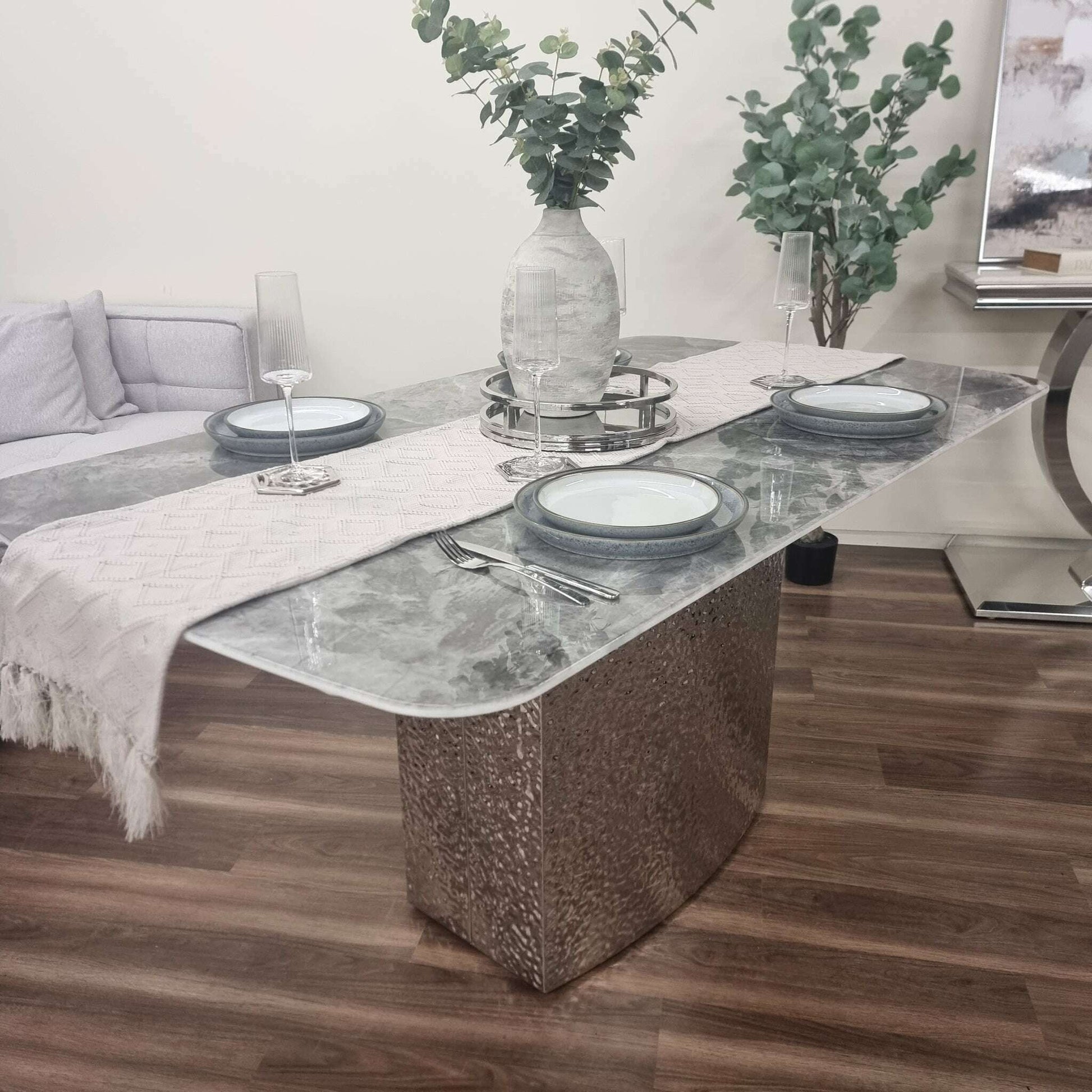 Luxe Dining Company:Roma 1.8M Marble Dining Table Set