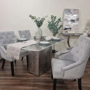 Luxe Dining Company:Roma 1.8M Marble Dining Table Set,4 Chairs