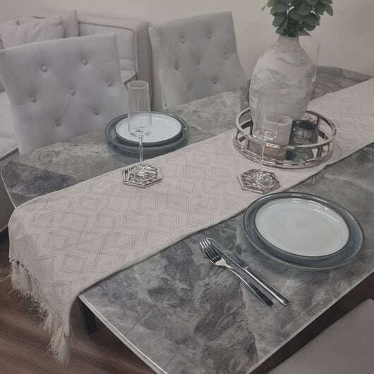 Luxe Dining Company:Roma 1.8M Marble Dining Table Set