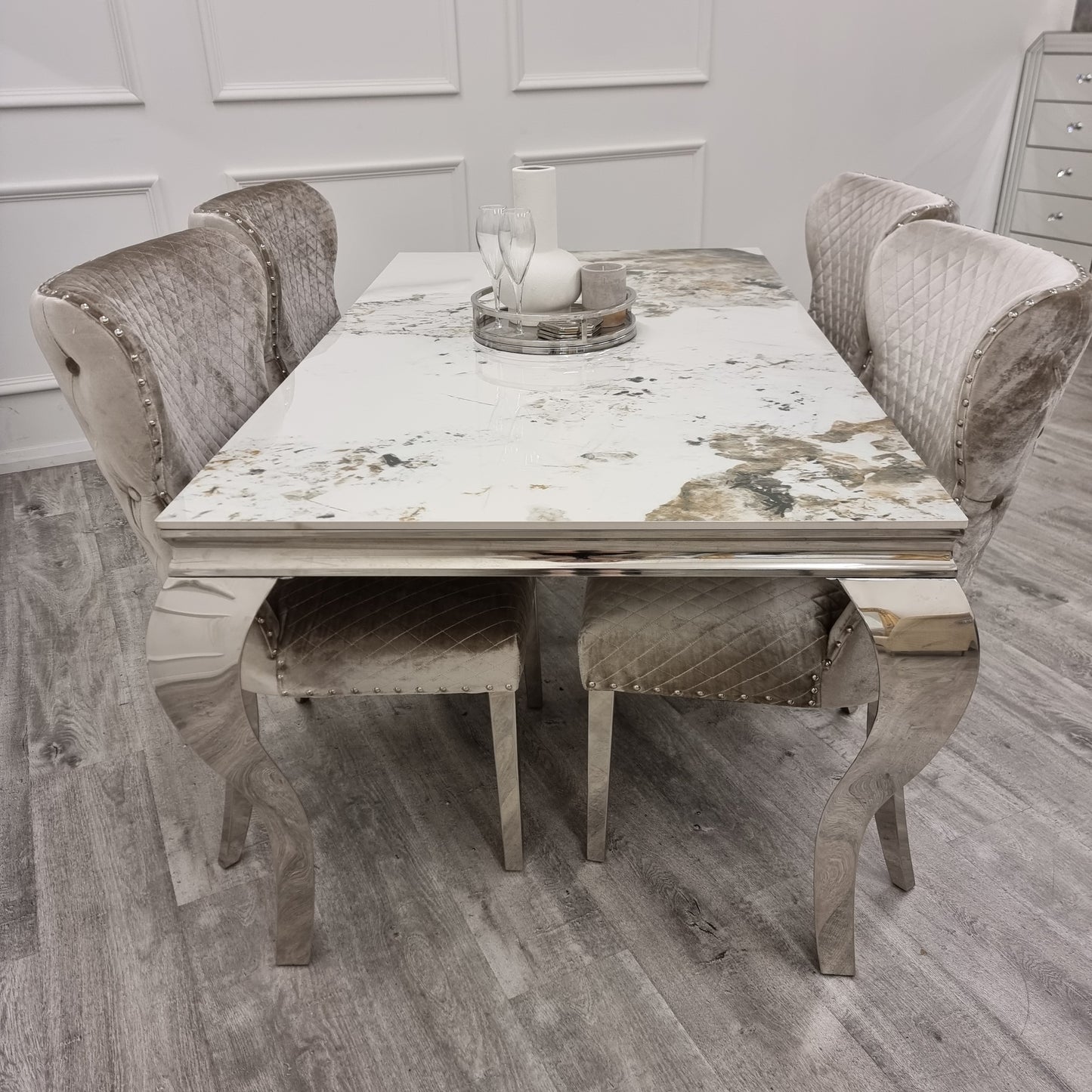 Louis Chrome Dining Set - Luxe Dining Company