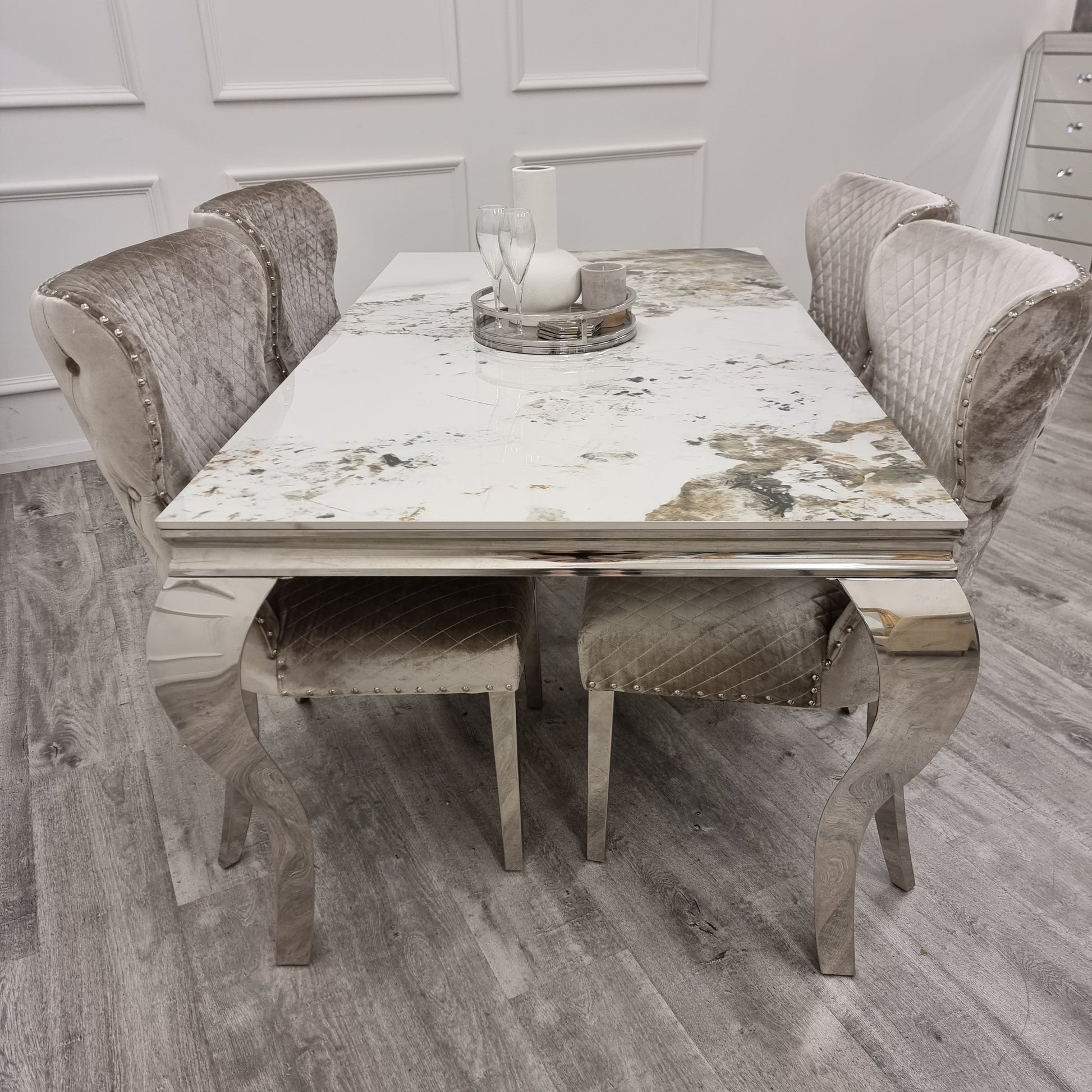 Louis Chrome Dining Set - Luxe Dining Company