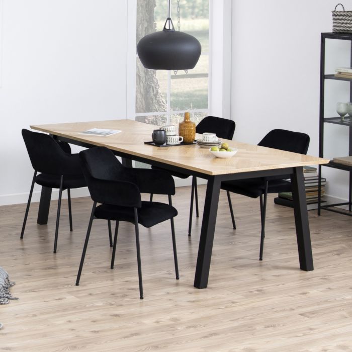 Brighton Dining Set in Oak with Herringbone Effect