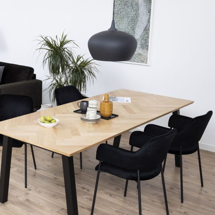 Brighton Dining Set in Oak with Herringbone Effect