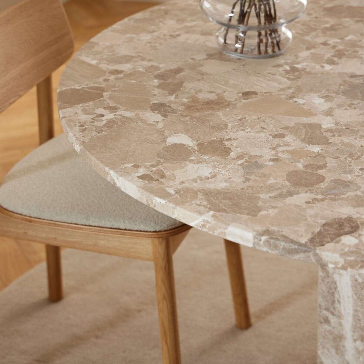 Luxe Dining Company:Naxos 1.3M Round Brown Marble Dining Table