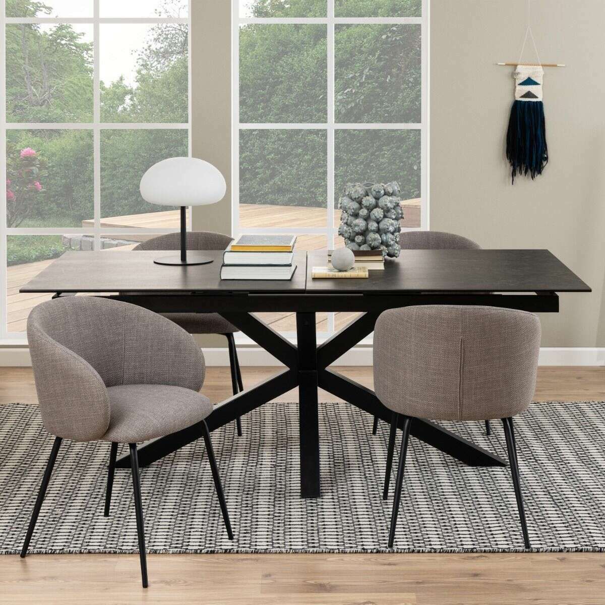 Luxe Dining Company:Atlanta 2M Black Ceramic Extendable Dining Table,1.7M - 2.1M