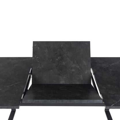 Amble Extending Dining Table – Black Marble Look (160–220cm) - Luxe Dining Company