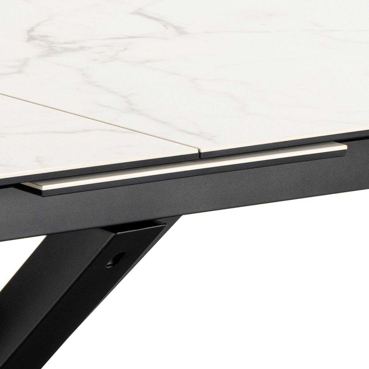 Luxe Dining Company:New York White Marble Ceramic Extendable Dining Table