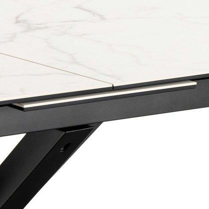Luxe Dining Company:New York White Marble Ceramic Extendable Dining Table