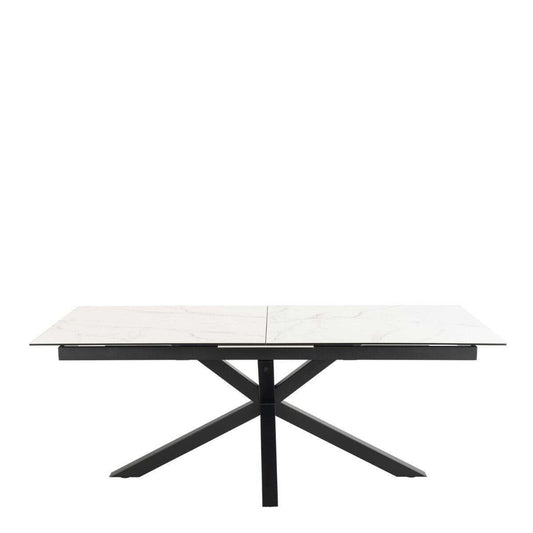Luxe Dining Company:New York White Marble Ceramic Extendable Dining Table