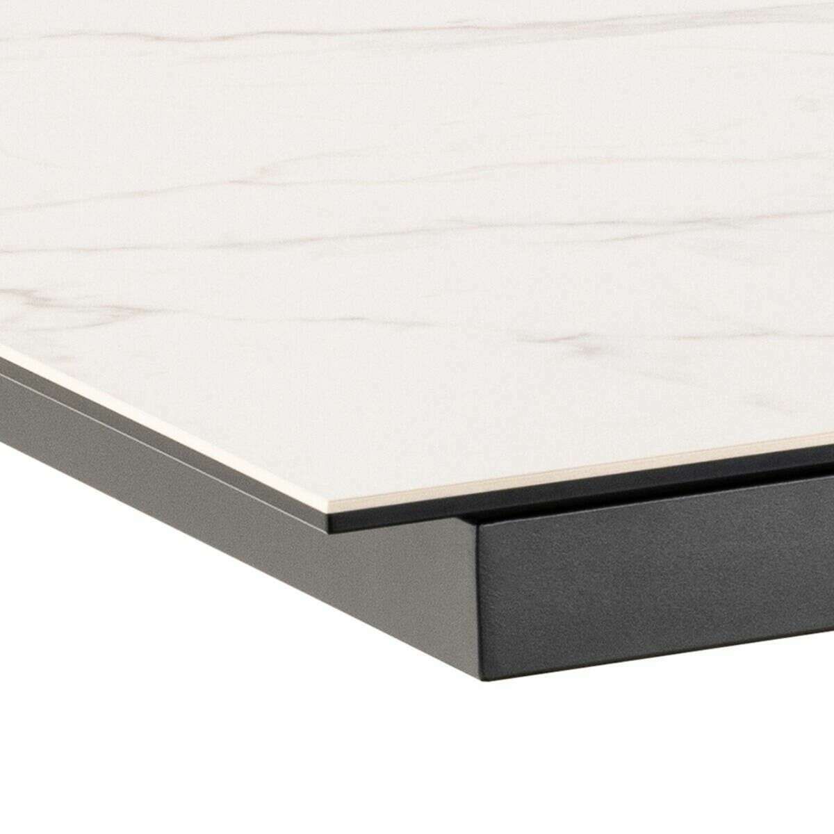 Luxe Dining Company:New York White Marble Ceramic Extendable Dining Table