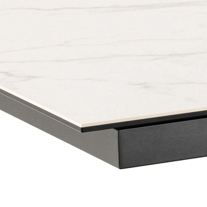 Luxe Dining Company:New York White Marble Ceramic Extendable Dining Table