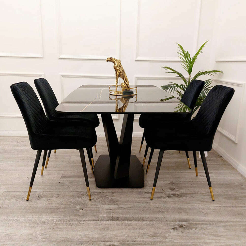 Luxe Dining Company:Apollo 1.6M Black Sintered Stone Dining Table