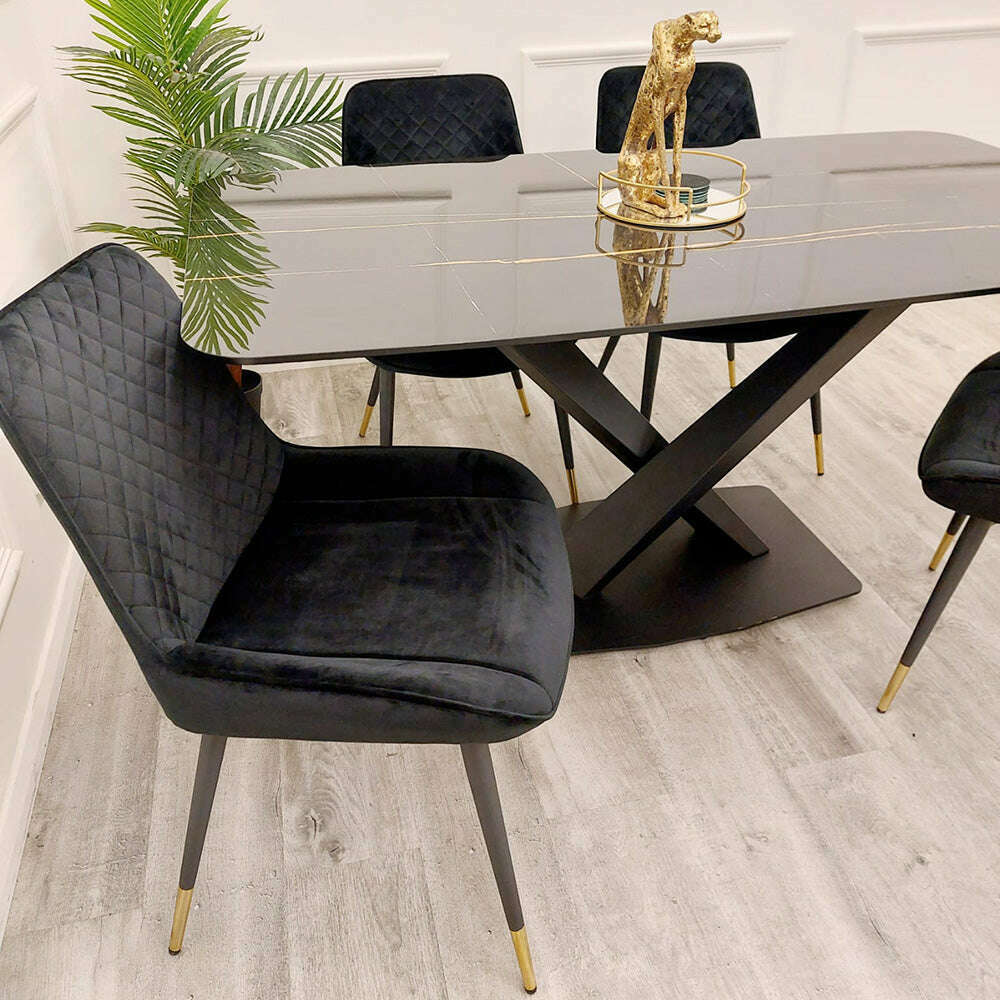 Luxe Dining Company:Apollo 1.6M Black Sintered Stone Dining Table