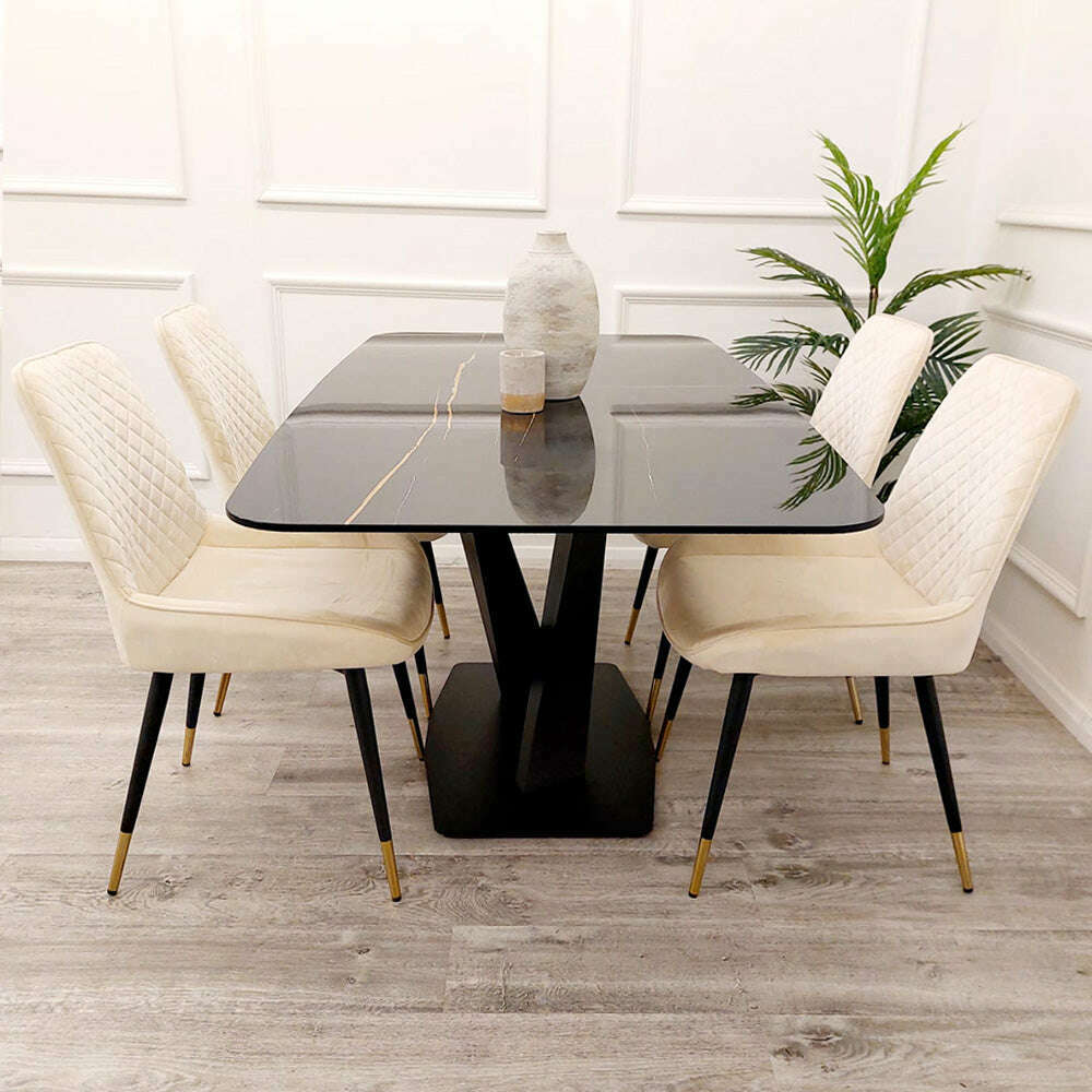 Luxe Dining Company:Apollo 1.6M Black Sintered Stone Dining Table