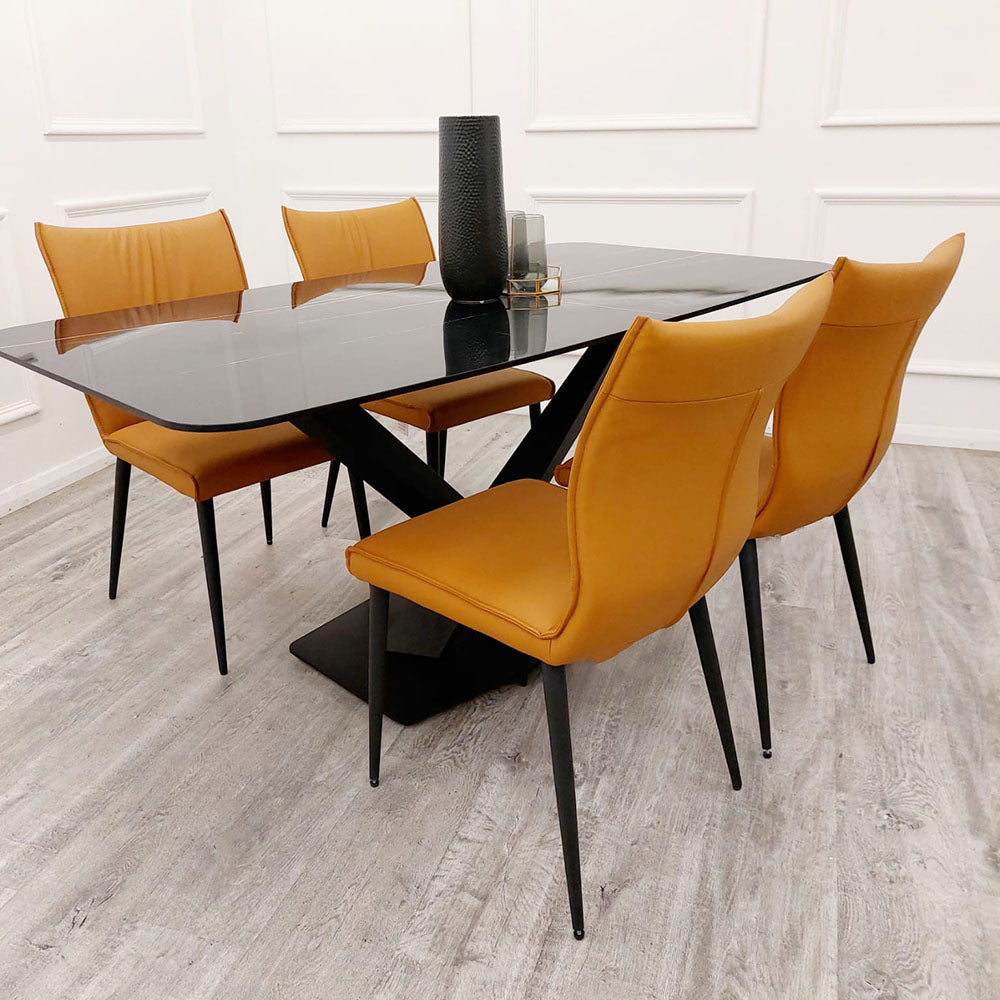 Luxe Dining Company:Apollo 1.6M Black Sintered Stone Dining Table