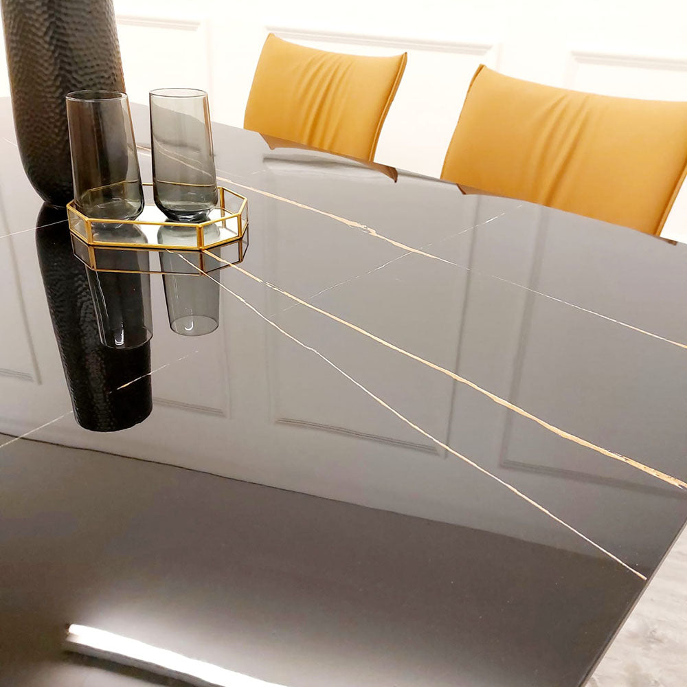 Luxe Dining Company:Apollo 1.6M Black Sintered Stone Dining Table