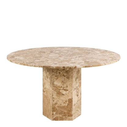 Luxe Dining Company:Naxos 1.3M Round Brown Marble Dining Table