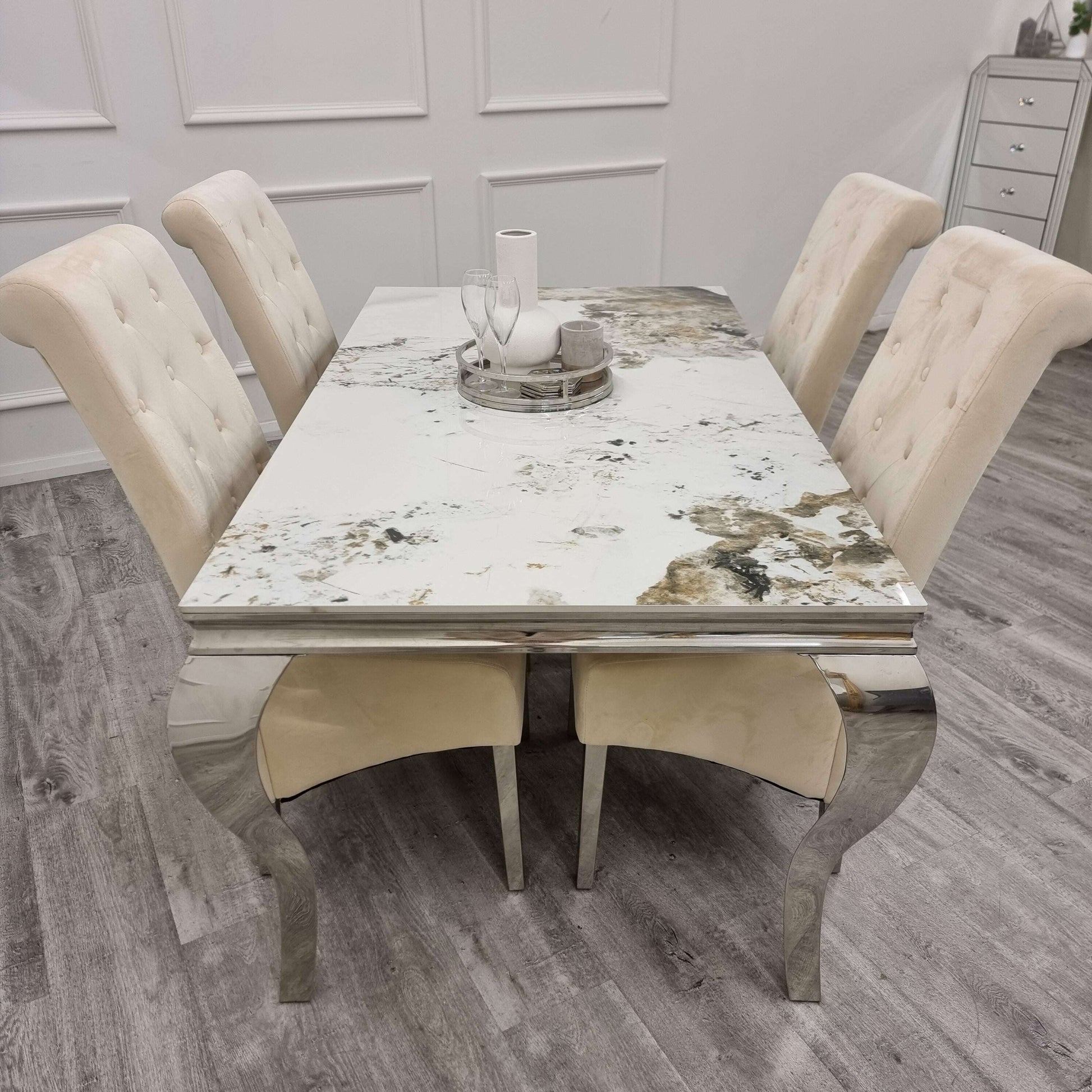 Luxe Dining Company:Louis Chrome Dining Set