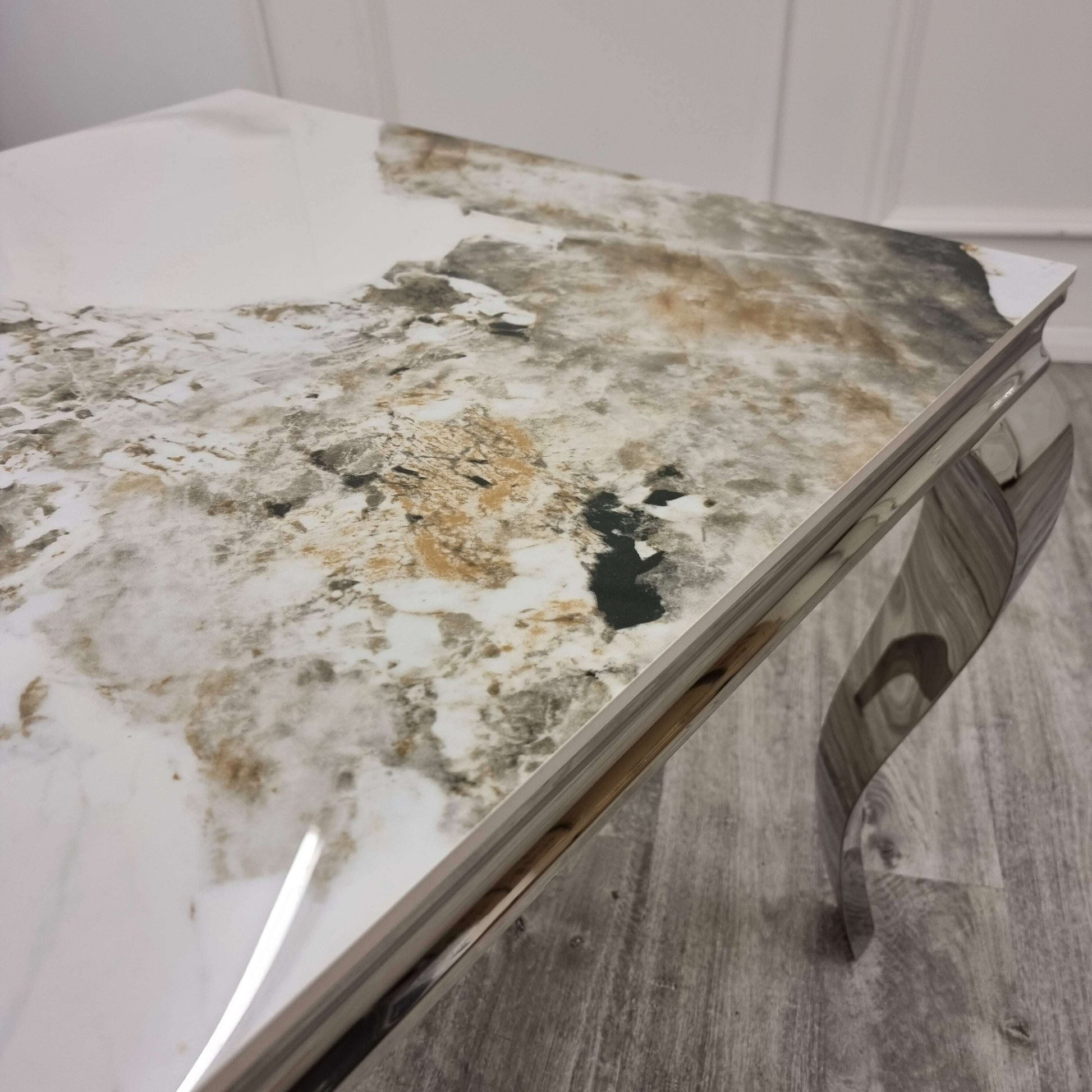 Luxe Dining Company:Louis Chrome Stone Dining Table