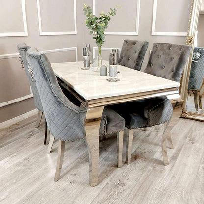 Luxe Dining Company:Louis Chrome Stone Dining Table
