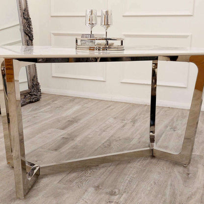 Luxe Dining Company:Lucien 1.6M Chrome Stone Dining Table