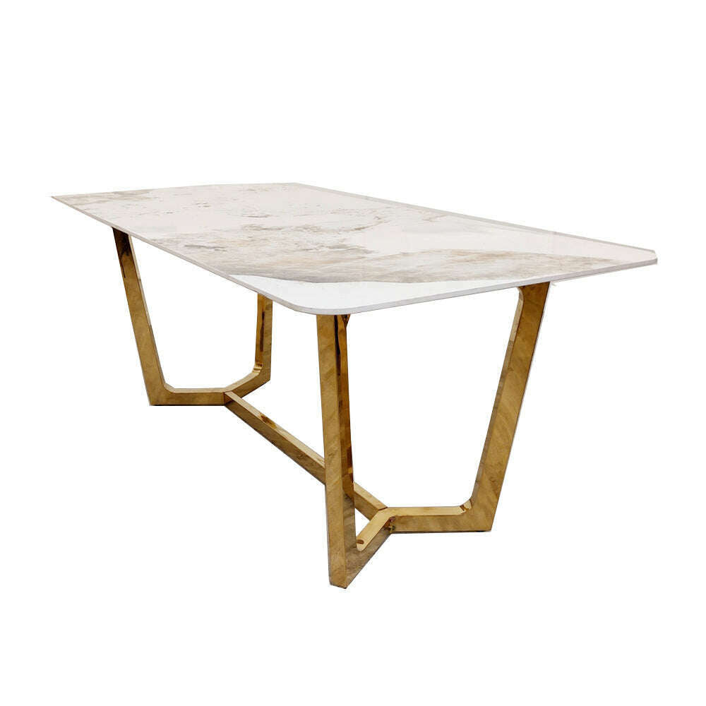 Luxe Dining Company:Lucien 1.8M Gold Sintered Stone Dining Set