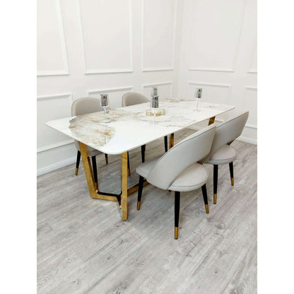 Luxe Dining Company:Lucien 1.8M Gold Sintered Stone Dining Set