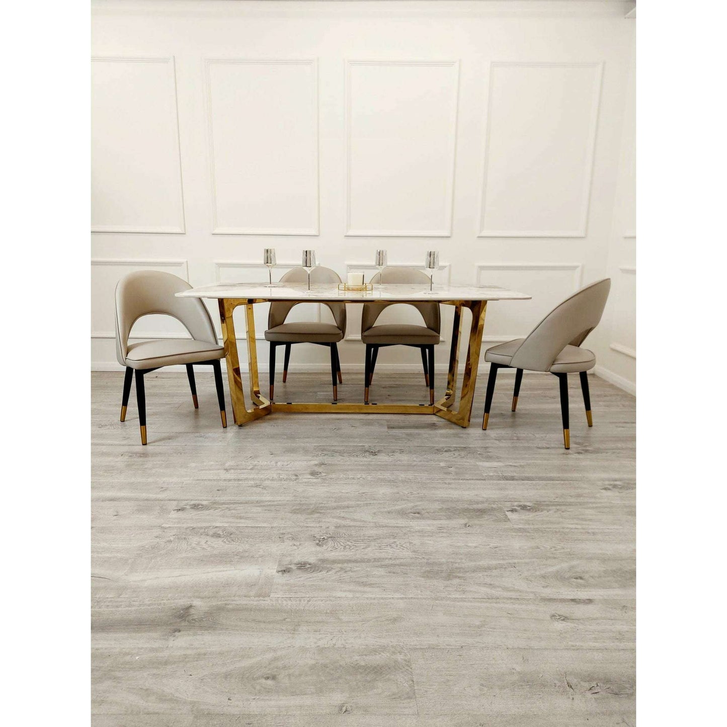 Luxe Dining Company:Lucien 1.8M Gold Sintered Stone Dining Set