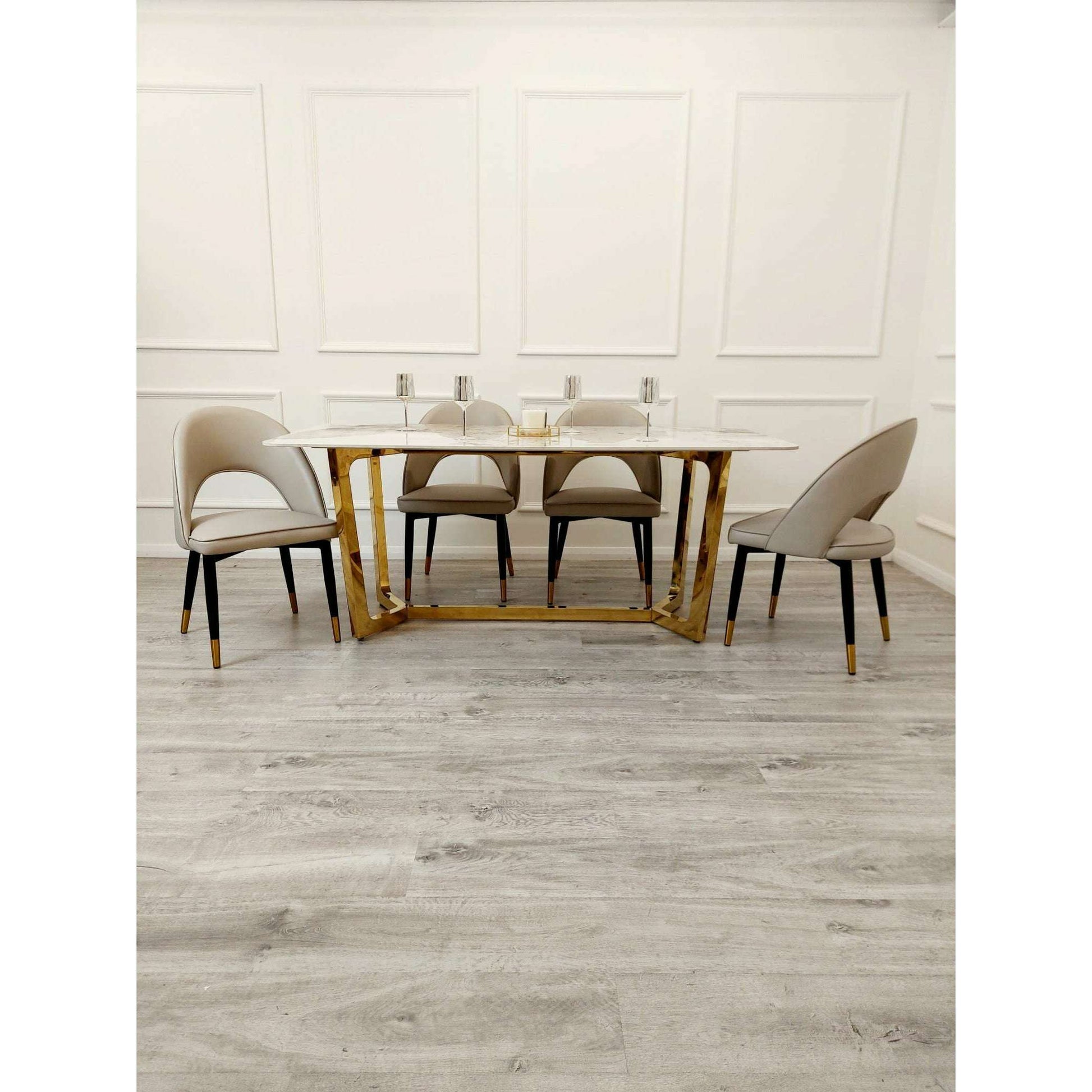 Luxe Dining Company:Lucien 1.8M Gold Sintered Stone Dining Set