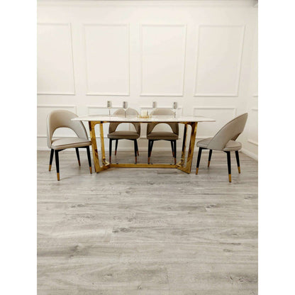 Luxe Dining Company:Lucien 1.8M Gold Sintered Stone Dining Set