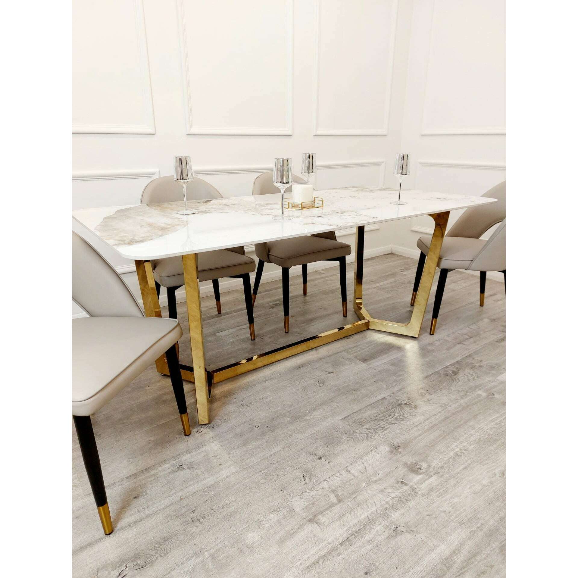 Luxe Dining Company:Lucien 1.8M Gold Sintered Stone Dining Set