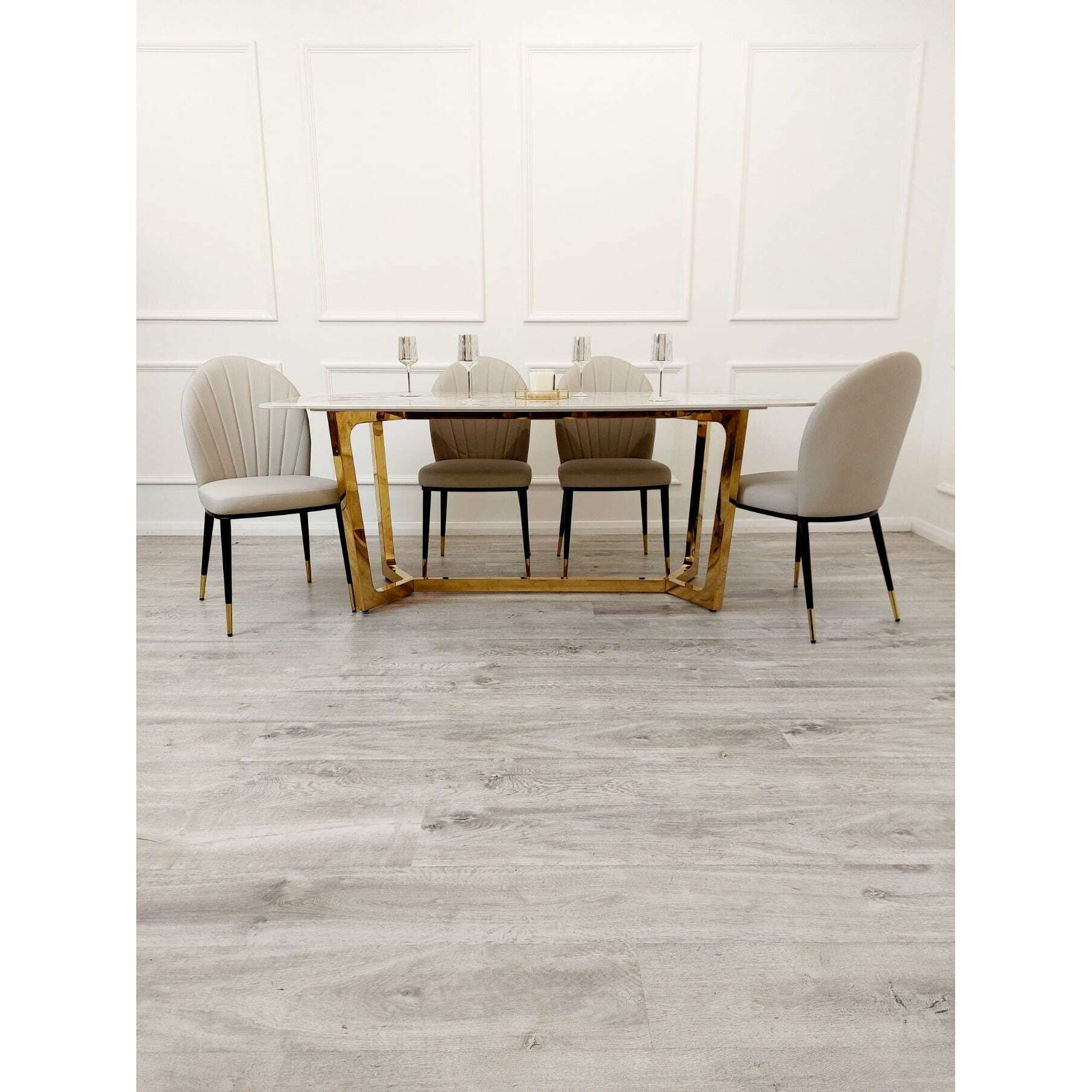 Luxe Dining Company:Lucien 1.8M Gold Sintered Stone Dining Set