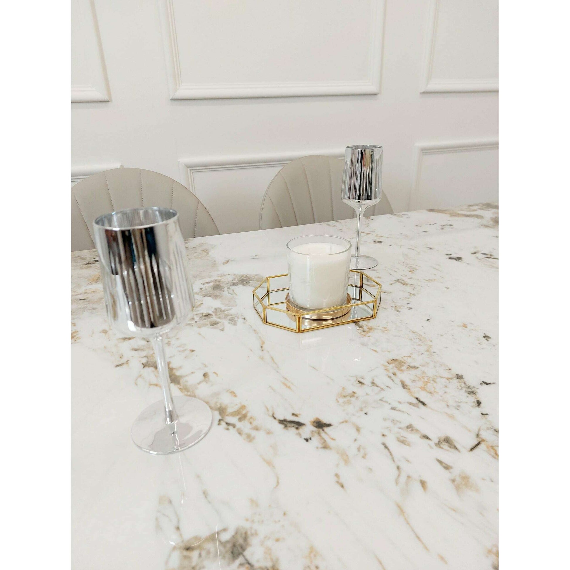 Luxe Dining Company:Lucien 1.8M Gold Sintered Stone Dining Set