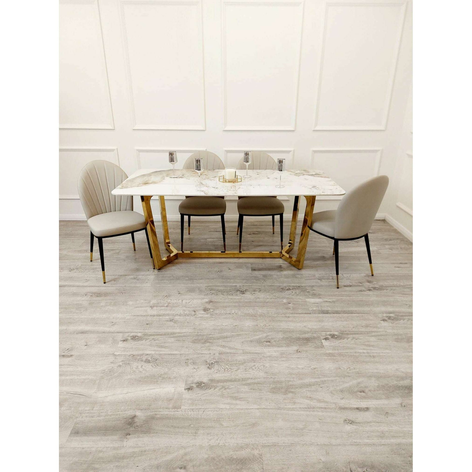 Luxe Dining Company:Lucien 1.8M Gold Sintered Stone Dining Set