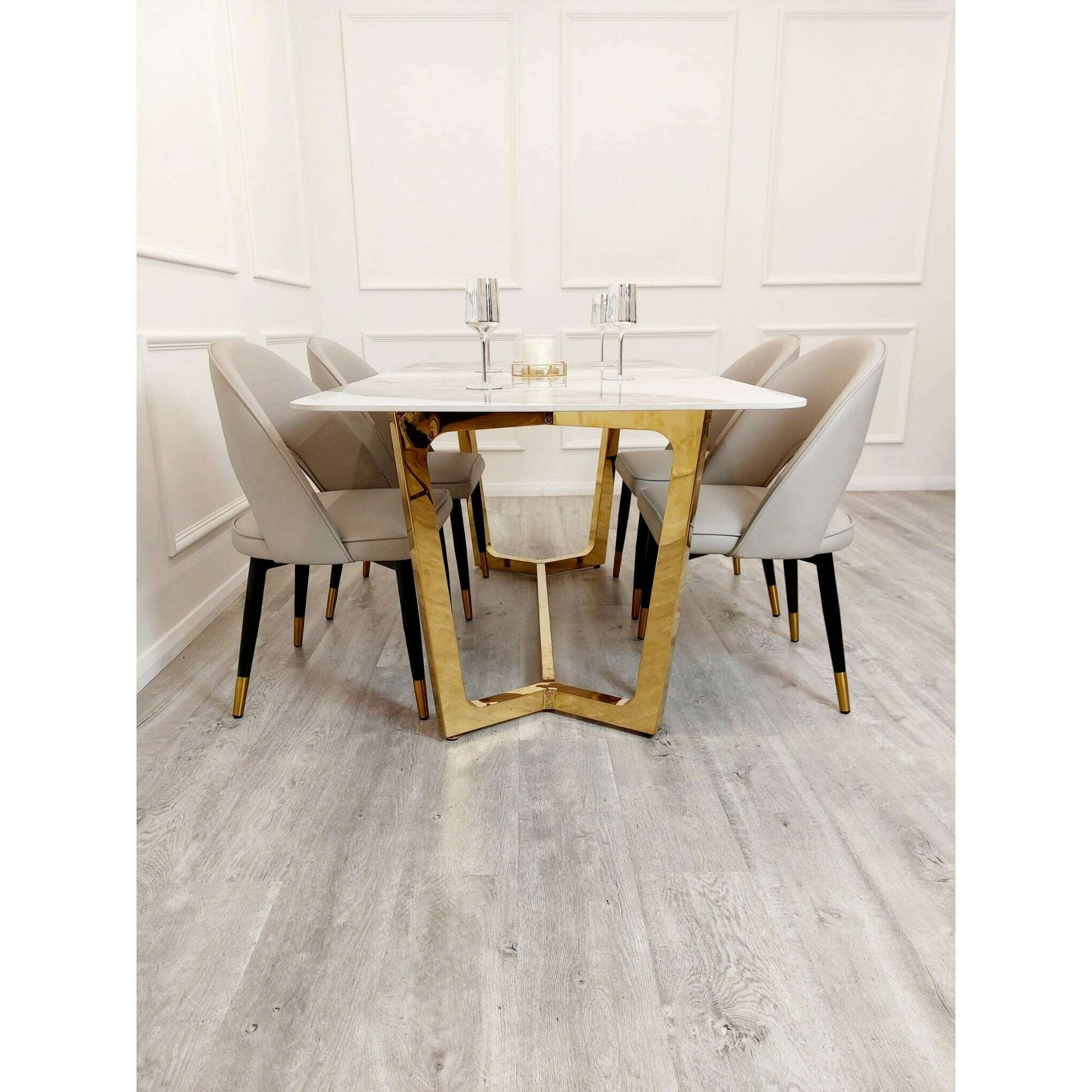 Luxe Dining Company:Lucien 1.8M Gold Sintered Stone Dining Set
