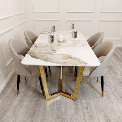 Luxe Dining Company:Lucien 1.8M Gold Sintered Stone Dining Set