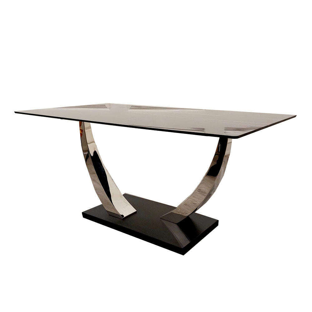 Luxe Dining Company:Venus 1.6M Black Sintered Stone Dining Table Set