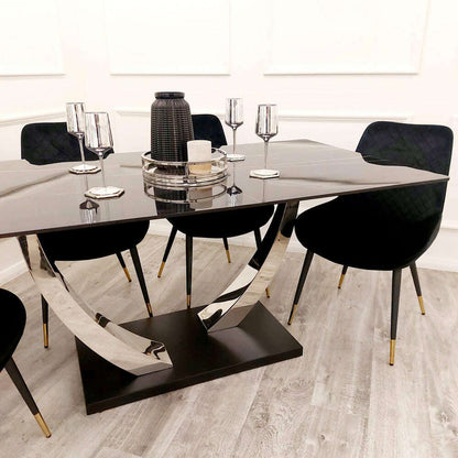 Luxe Dining Company:Venus 1.6M Black Sintered Stone Dining Table