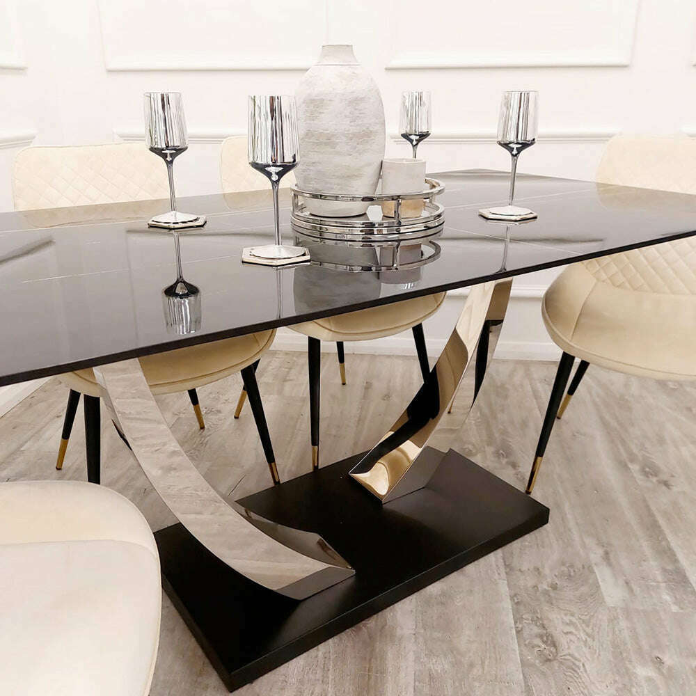 Luxe Dining Company:Venus 1.6M Black Sintered Stone Dining Table