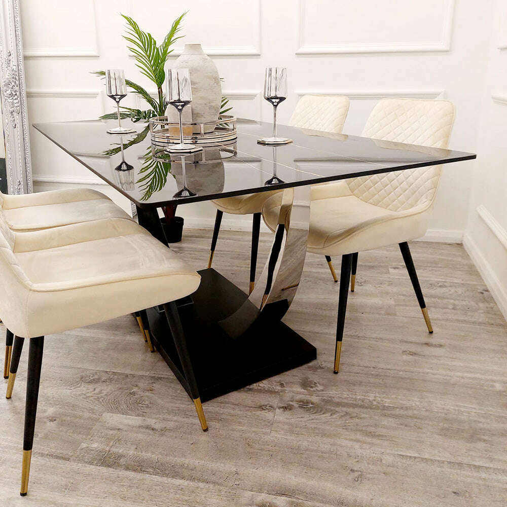 Luxe Dining Company:Venus 1.6M Black Sintered Stone Dining Table