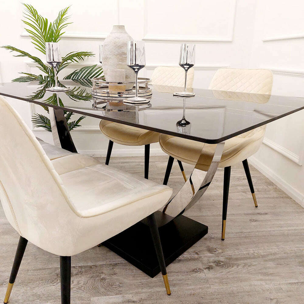 Luxe Dining Company:Venus 1.6M Black Sintered Stone Dining Table